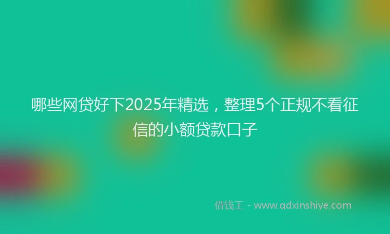 哪些网贷好下2025年精选，整理5个正规不看征信的小额贷款口子