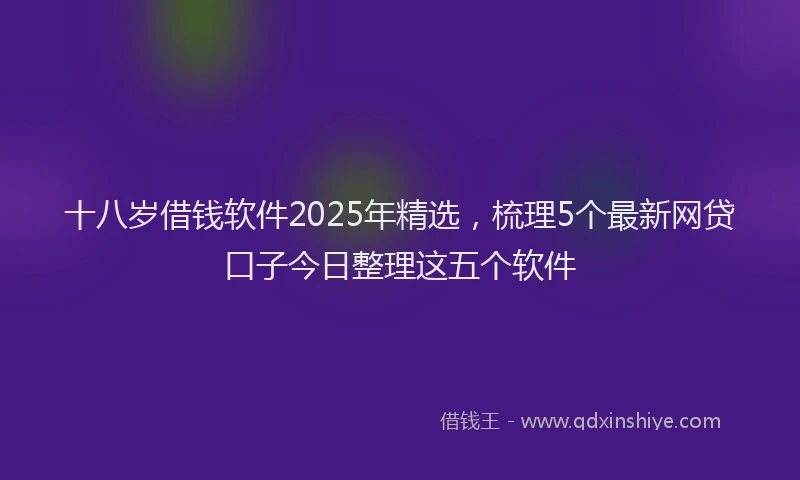 十八岁借钱软件2025年精选，梳理5个最新网贷口子今日整理这五个软件