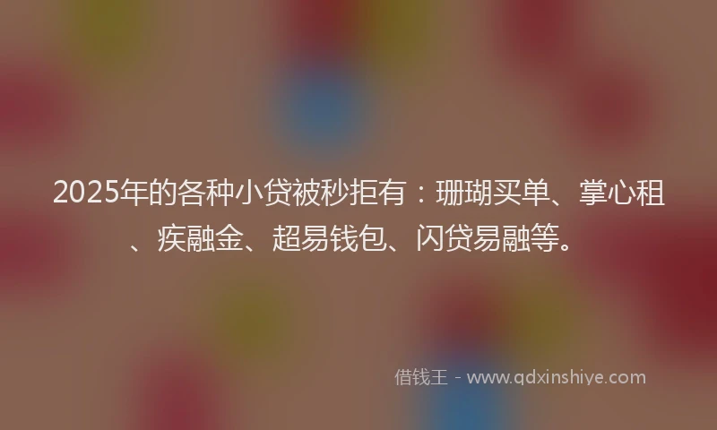 2025年的各种小贷被秒拒有：珊瑚买单、掌心租、疾融金、超易钱包、闪贷易融等。