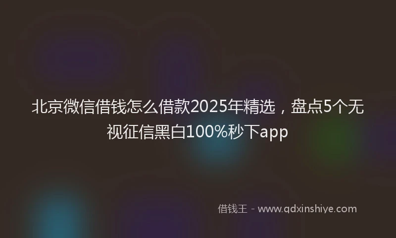 北京微信借钱怎么借款2025年精选，盘点5个无视征信黑白100%秒下app