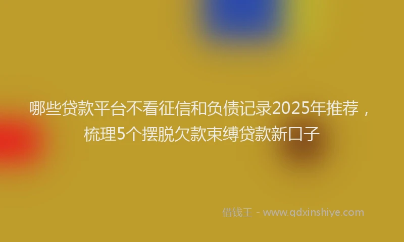 哪些贷款平台不看征信和负债记录2025年推荐，梳理5个摆脱欠款束缚贷款新口子