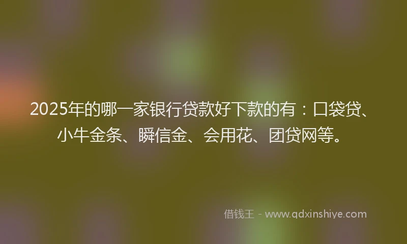2025年的哪一家银行贷款好下款的有：口袋贷、小牛金条、瞬信金、会用花、团贷网等。