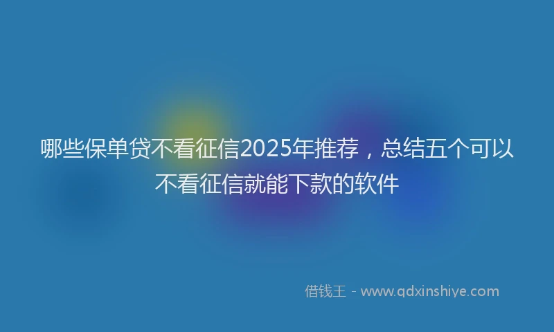 哪些保单贷不看征信2025年推荐，总结五个可以不看征信就能下款的软件