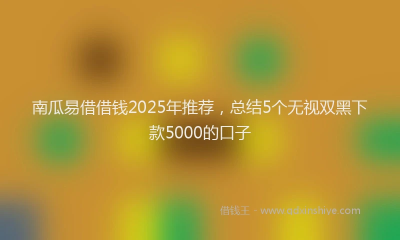 南瓜易借借钱2025年推荐，总结5个无视双黑下款5000的口子