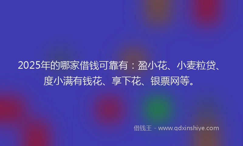 2025年的哪家借钱可靠有：盈小花、小麦粒贷、度小满有钱花、享下花、银票网等。