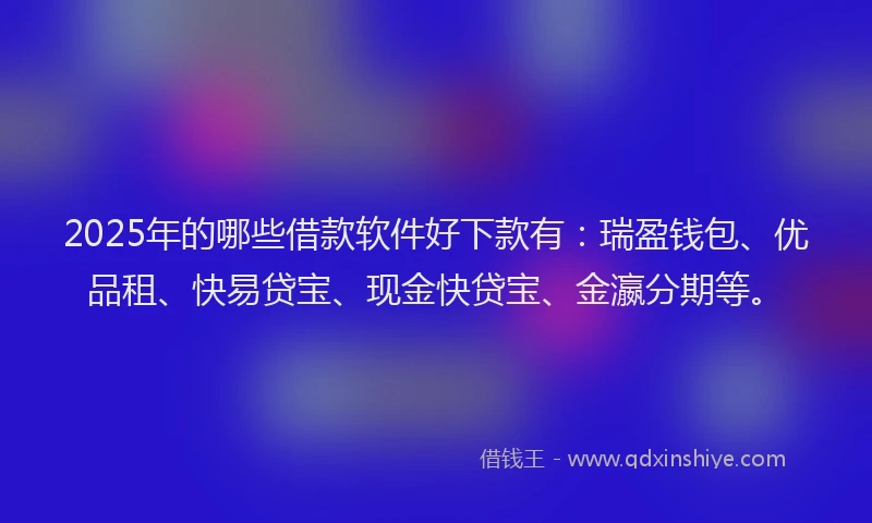 2025年的哪些借款软件好下款有：瑞盈钱包、优品租、快易贷宝、现金快贷宝、金瀛分期等。