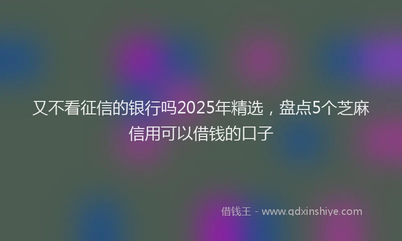 又不看征信的银行吗2025年精选，盘点5个芝麻信用可以借钱的口子