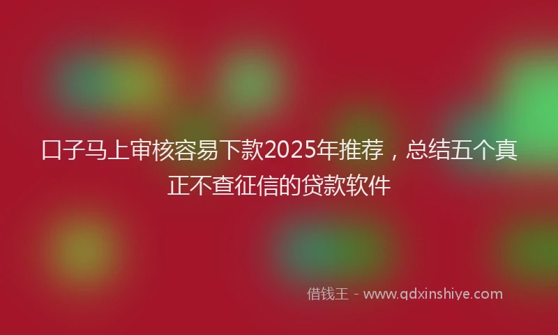 口子马上审核容易下款2025年推荐，总结五个真正不查征信的贷款软件