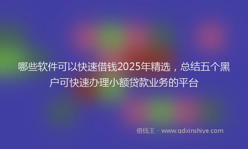 哪些软件可以快速借钱2025年精选，总结五个黑户可快速办理小额贷款业务的平台