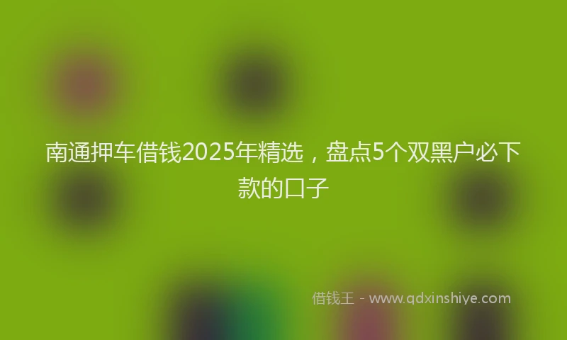 南通押车借钱2025年精选，盘点5个双黑户必下款的口子