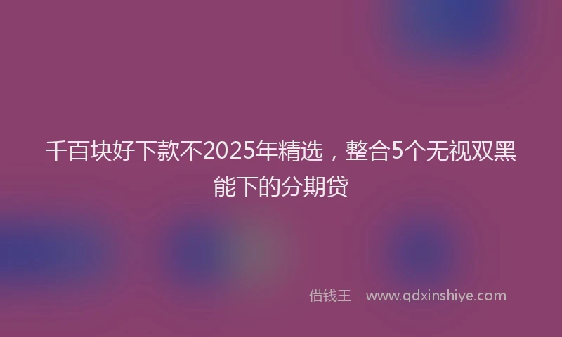千百块好下款不2025年精选，整合5个无视双黑能下的分期贷