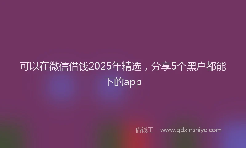 可以在微信借钱2025年精选，分享5个黑户都能下的app