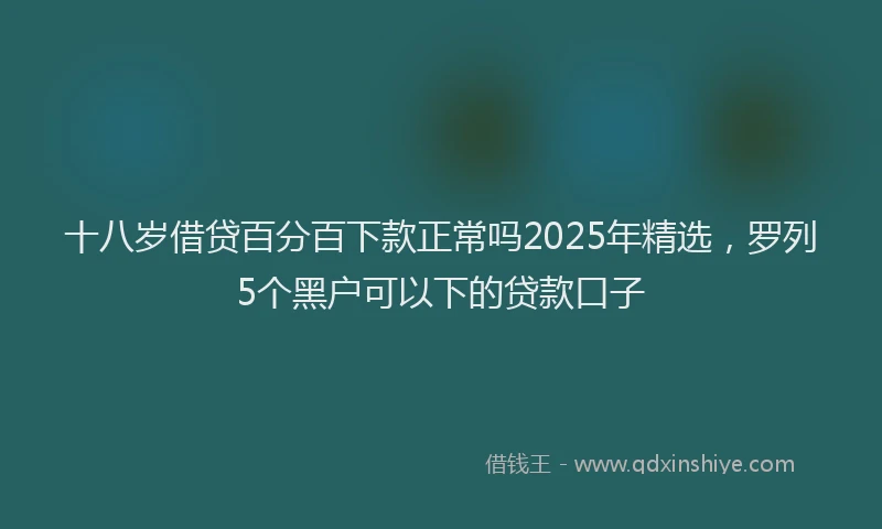 十八岁借贷百分百下款正常吗2025年精选，罗列5个黑户可以下的贷款口子
