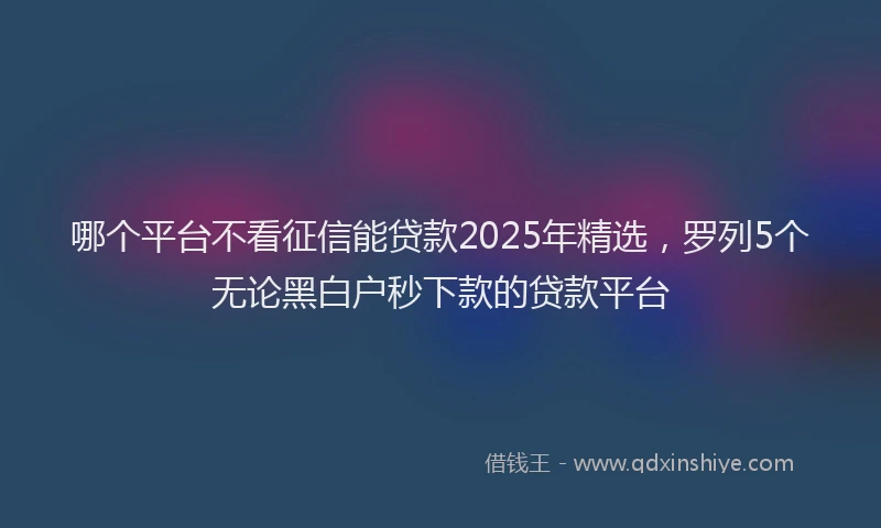 哪个平台不看征信能贷款2025年精选，罗列5个无论黑白户秒下款的贷款平台