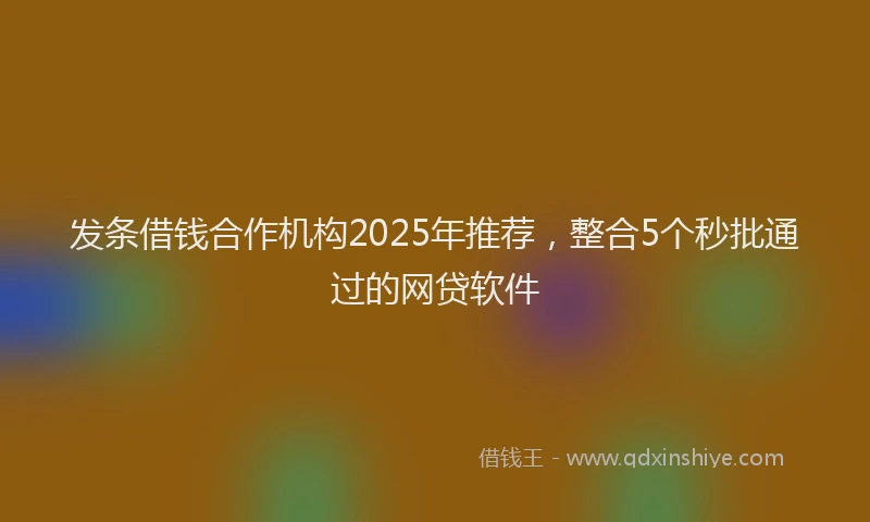 发条借钱合作机构2025年推荐，整合5个秒批通过的网贷软件