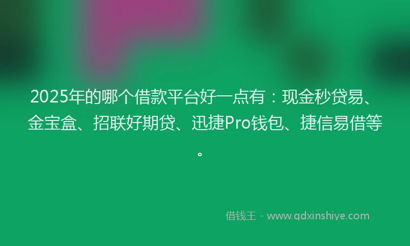 2025年的哪个借款平台好一点有：现金秒贷易、金宝盒、招联好期贷、迅捷Pro钱包、捷信易借等。