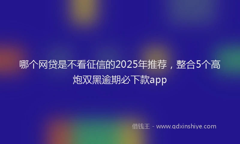 哪个网贷是不看征信的2025年推荐，整合5个高炮双黑逾期必下款app