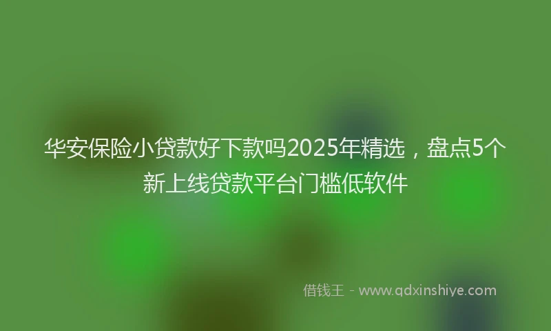 华安保险小贷款好下款吗2025年精选，盘点5个新上线贷款平台门槛低软件