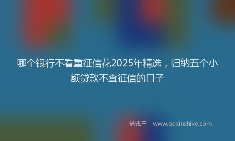 哪个银行不看重征信花2025年精选，归纳五个小额贷款不查征信的口子