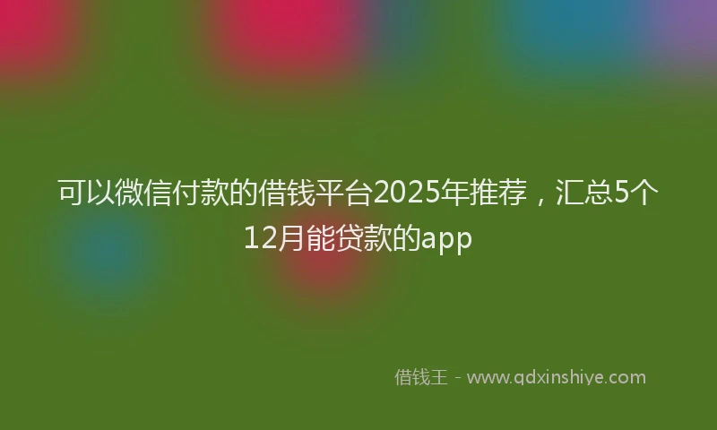 可以微信付款的借钱平台2025年推荐，汇总5个12月能贷款的app