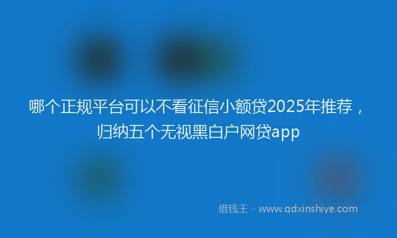 哪个正规平台可以不看征信小额贷2025年推荐，归纳五个无视黑白户网贷app