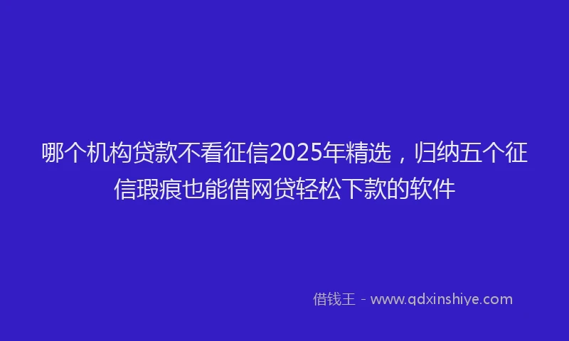 哪个机构贷款不看征信2025年精选，归纳五个征信瑕疵也能借网贷轻松下款的软件