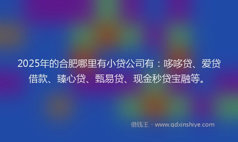 2025年的合肥哪里有小贷公司有：哆哆贷、爱贷借款、臻心贷、甄易贷、现金秒贷宝融等。
