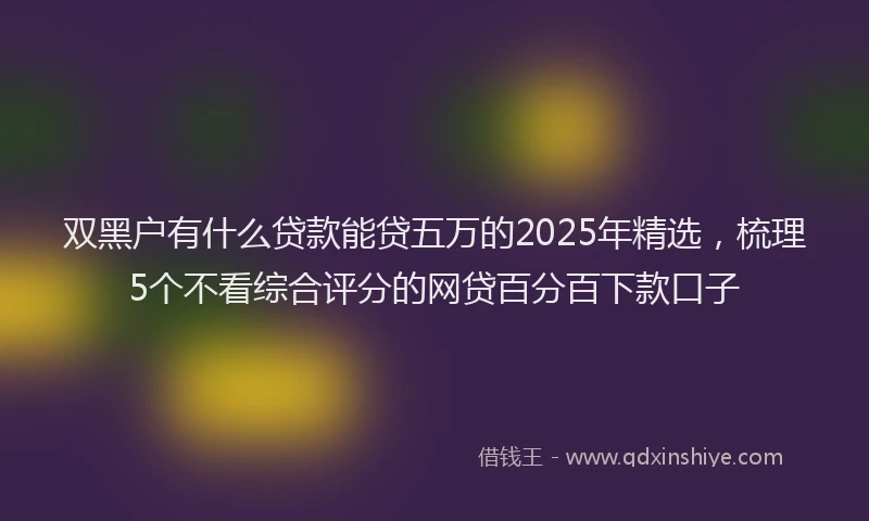 双黑户有什么贷款能贷五万的2025年精选，梳理5个不看综合评分的网贷百分百下款口子