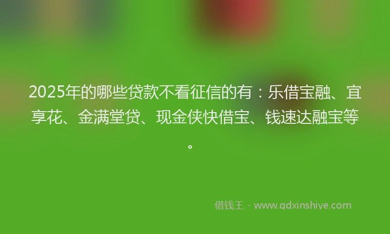 2025年的哪些贷款不看征信的有：乐借宝融、宜享花、金满堂贷、现金侠快借宝、钱速达融宝等。