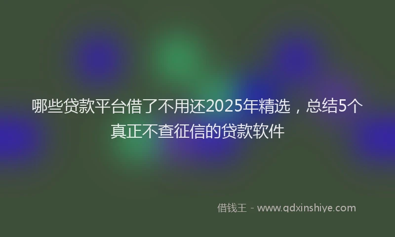 哪些贷款平台借了不用还2025年精选，总结5个真正不查征信的贷款软件