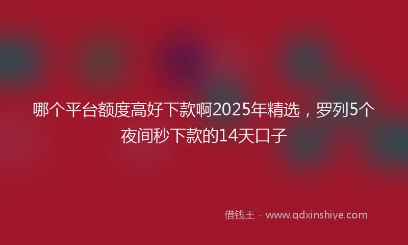 哪个平台额度高好下款啊2025年精选，罗列5个夜间秒下款的14天口子