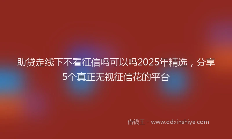 助贷走线下不看征信吗可以吗2025年精选，分享5个真正无视征信花的平台
