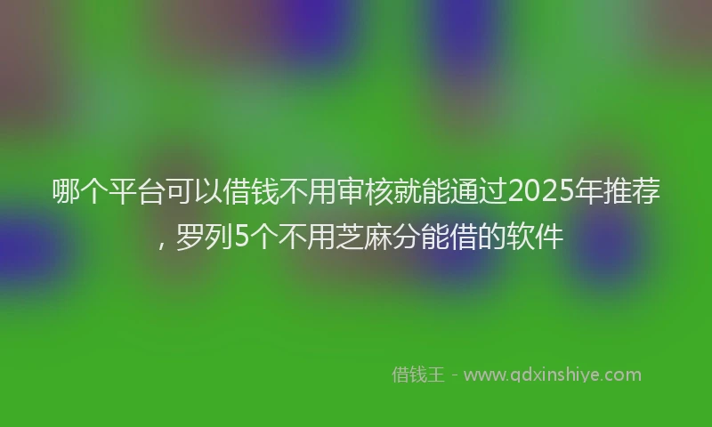 哪个平台可以借钱不用审核就能通过2025年推荐，罗列5个不用芝麻分能借的软件
