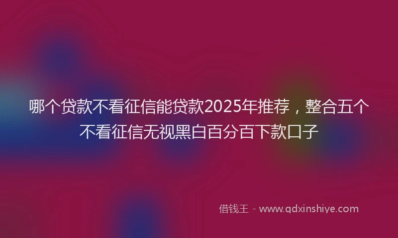 哪个贷款不看征信能贷款2025年推荐，整合五个不看征信无视黑白百分百下款口子