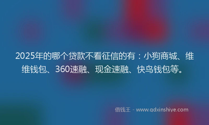 2025年的哪个贷款不看征信的有：小狗商城、维维钱包、360速融、现金速融、快鸟钱包等。