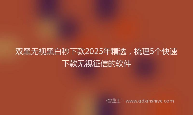双黑无视黑白秒下款2025年精选，梳理5个快速下款无视征信的软件