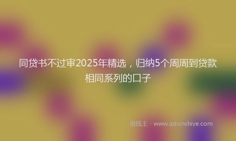 同贷书不过审2025年精选，归纳5个周周到贷款相同系列的口子