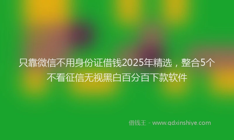只靠微信不用身份证借钱2025年精选，整合5个不看征信无视黑白百分百下款软件