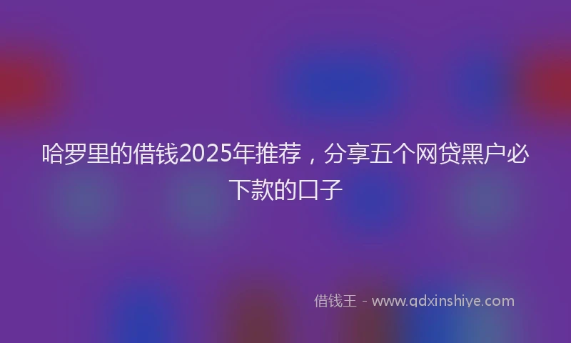 哈罗里的借钱2025年推荐，分享五个网贷黑户必下款的口子