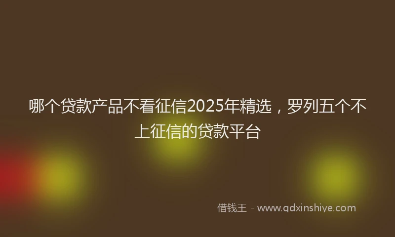 哪个贷款产品不看征信2025年精选，罗列五个不上征信的贷款平台