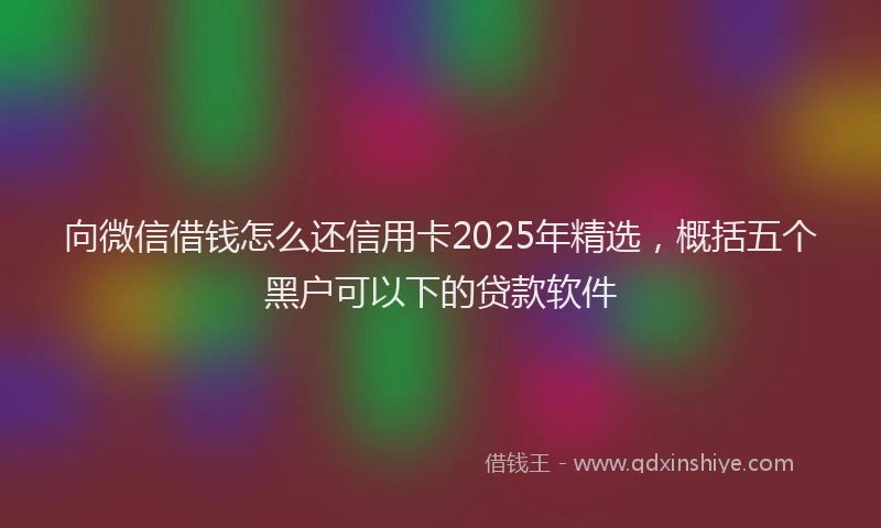 向微信借钱怎么还信用卡2025年精选，概括五个黑户可以下的贷款软件
