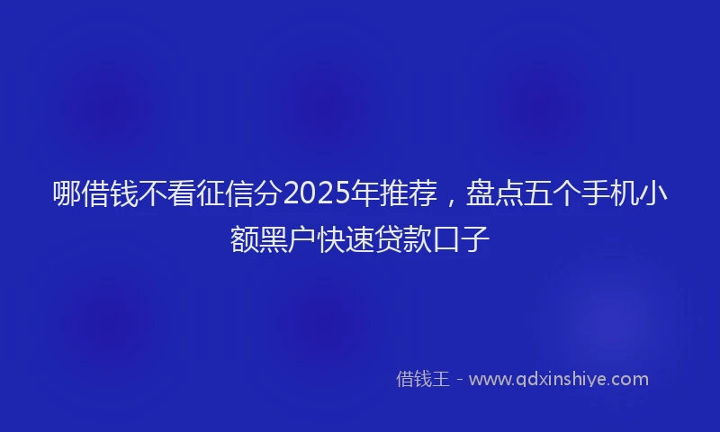 哪借钱不看征信分2025年推荐，盘点五个手机小额黑户快速贷款口子