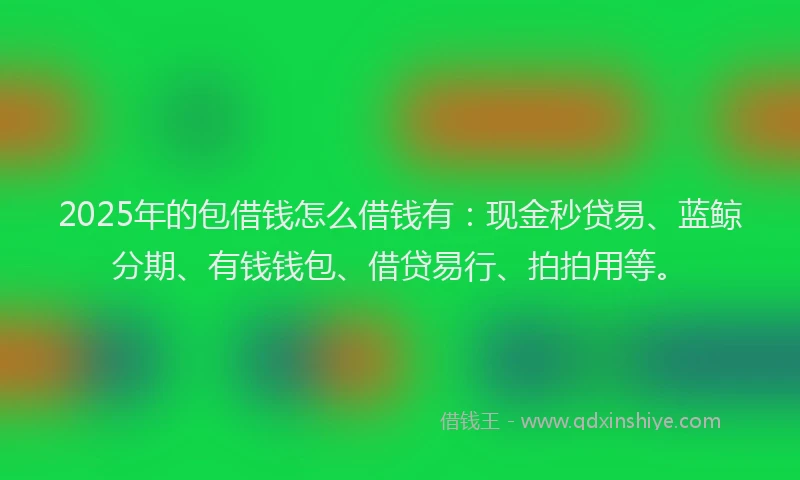 2025年的包借钱怎么借钱有：现金秒贷易、蓝鲸分期、有钱钱包、借贷易行、拍拍用等。