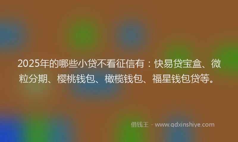 2025年的哪些小贷不看征信有：快易贷宝盒、微粒分期、樱桃钱包、橄榄钱包、福星钱包贷等。