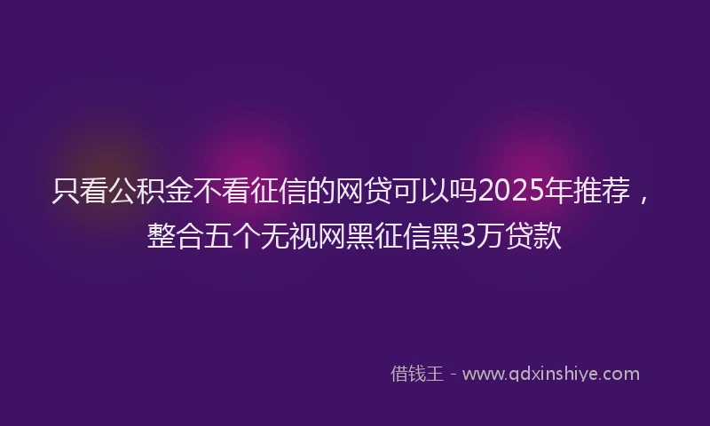 只看公积金不看征信的网贷可以吗2025年推荐，整合五个无视网黑征信黑3万贷款
