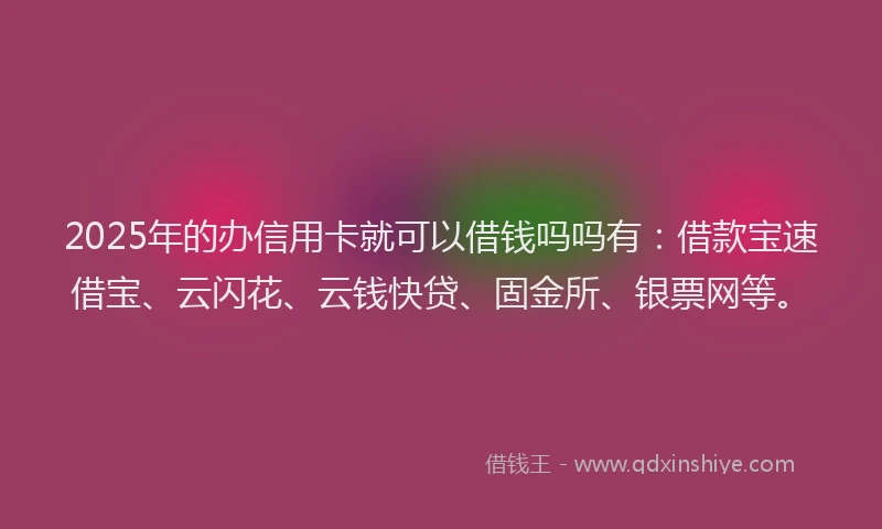 2025年的办信用卡就可以借钱吗吗有：借款宝速借宝、云闪花、云钱快贷、固金所、银票网等。