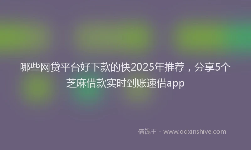 哪些网贷平台好下款的快2025年推荐，分享5个芝麻借款实时到账速借app