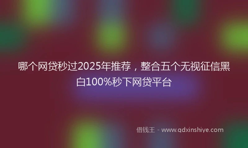 哪个网贷秒过2025年推荐，整合五个无视征信黑白100%秒下网贷平台