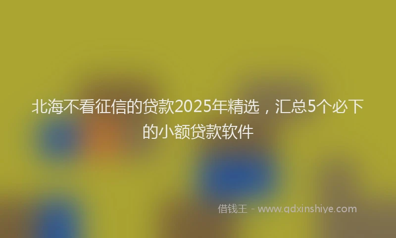 北海不看征信的贷款2025年精选，汇总5个必下的小额贷款软件