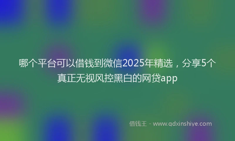 哪个平台可以借钱到微信2025年精选，分享5个真正无视风控黑白的网贷app